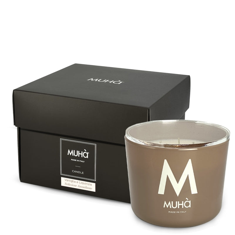Muhà - candela Profumata in Vetro - Vaniglia e Liquirizia 500g