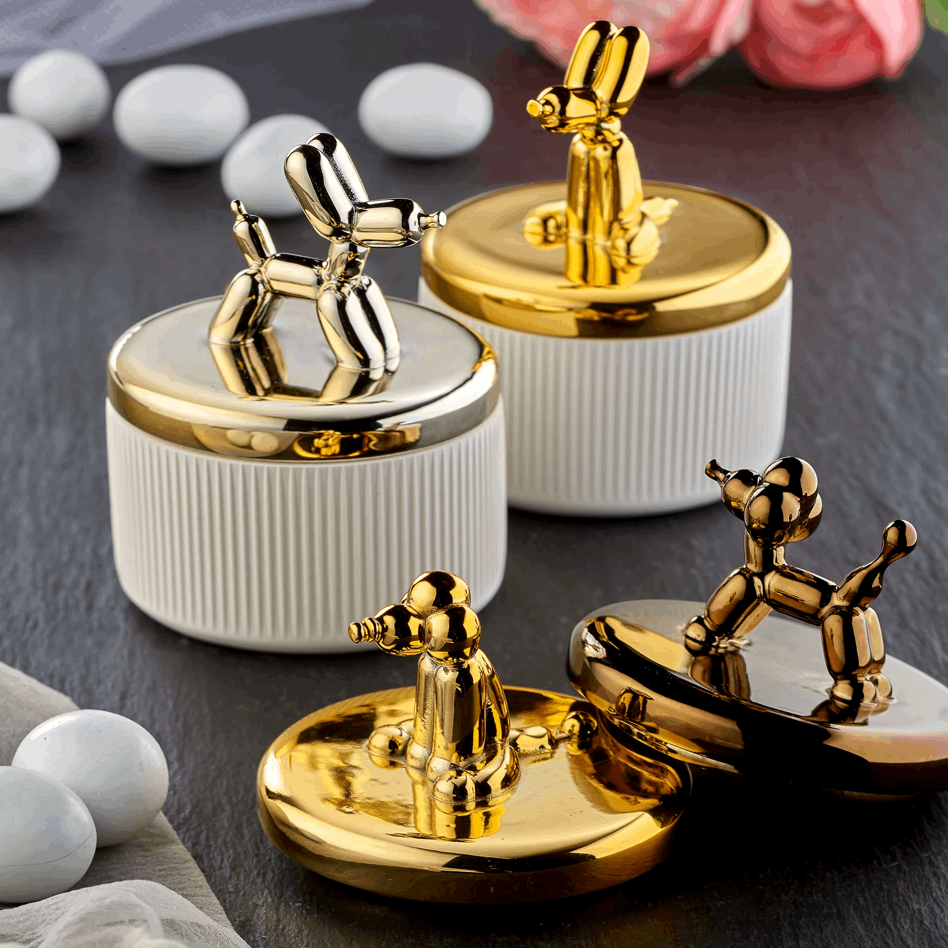 Cofanetto Barboncino Palloncino in Piedi - oro