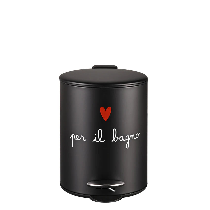 Simple day - Pattumiera decoro "per il bagno" nero 25x19xh27cm