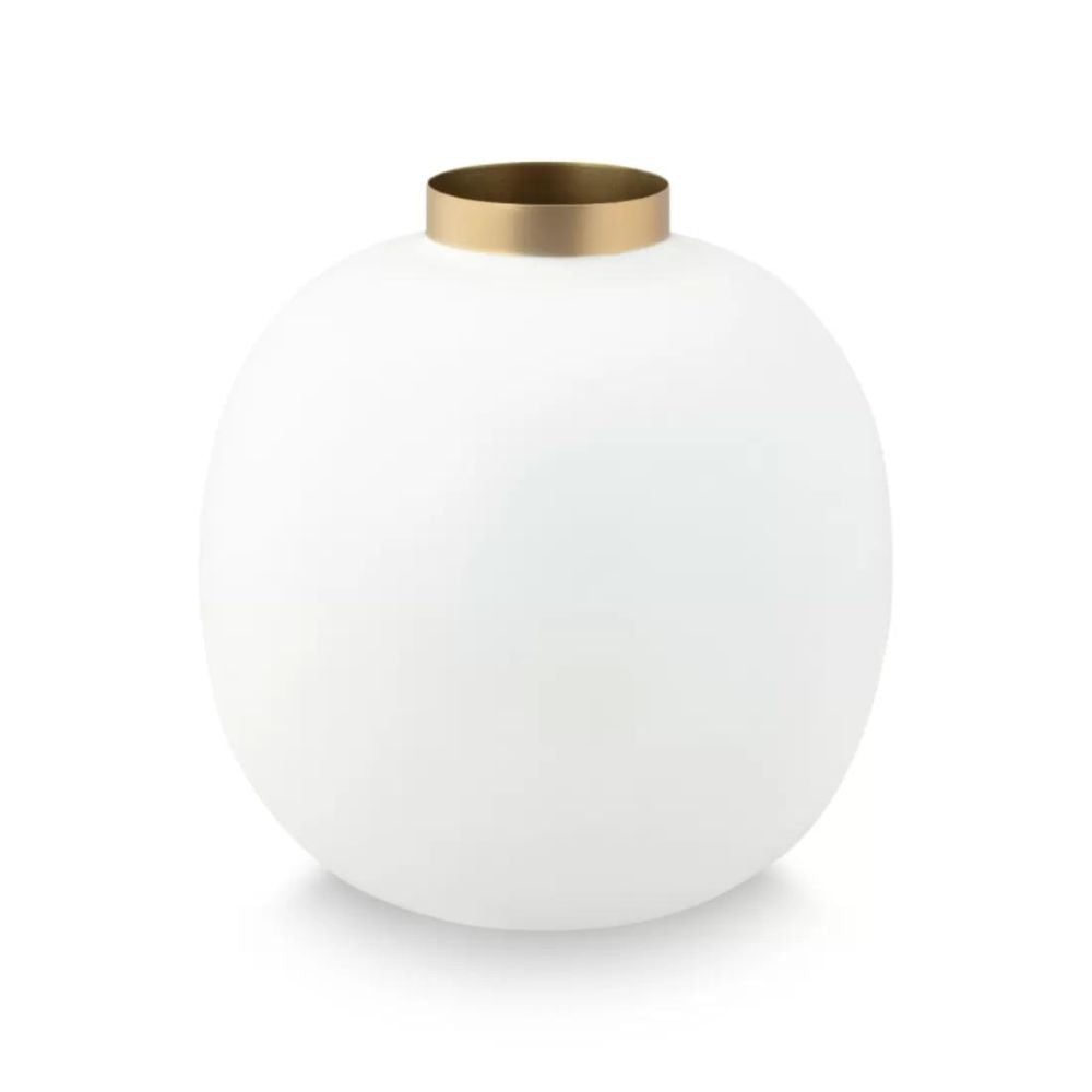 Pip Studio - vaso bianco e oro in metallo 23 cm