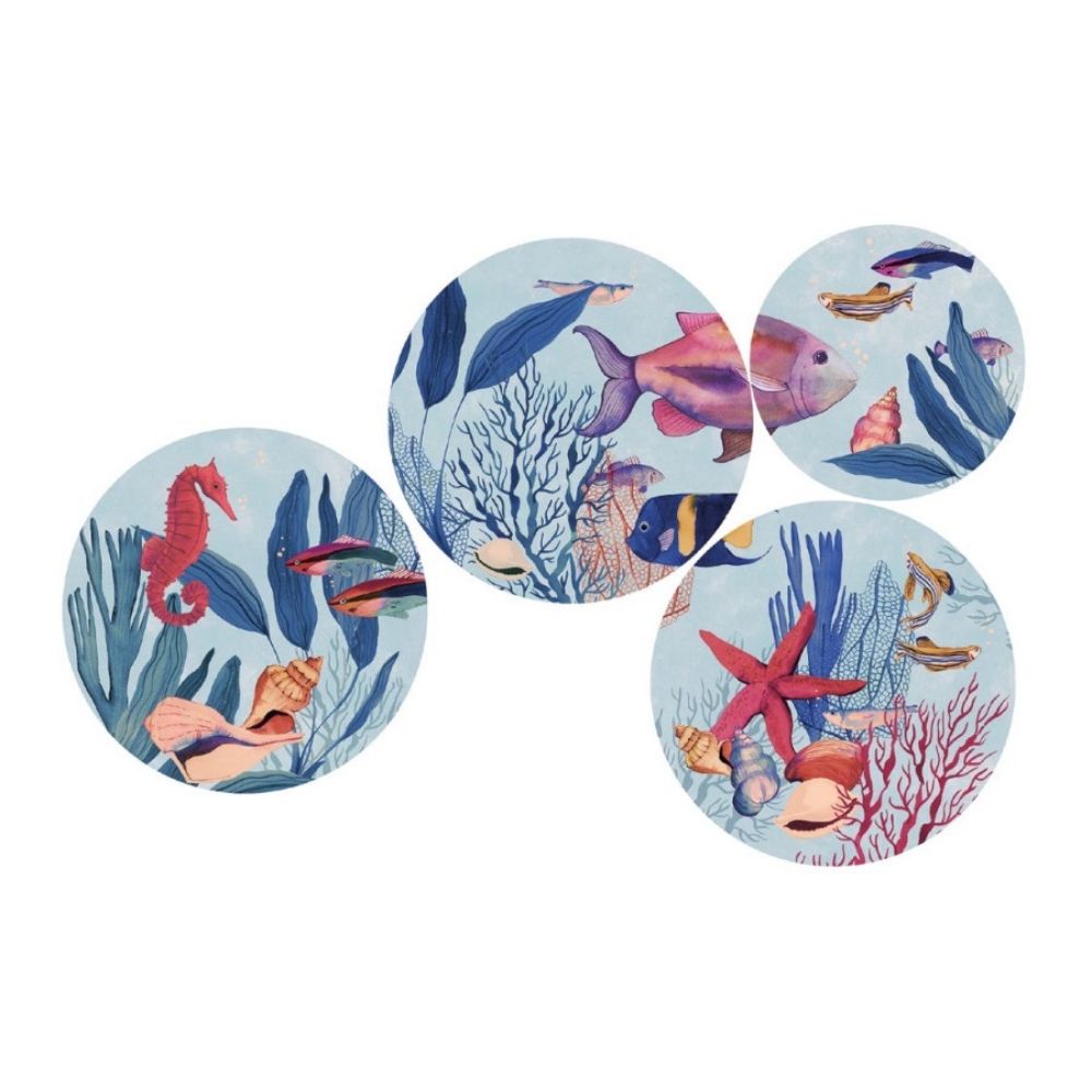 L'oca nera - piatti decorativi da parete malè in ceramica 4 pezzi ø 26,5/20,5 cm