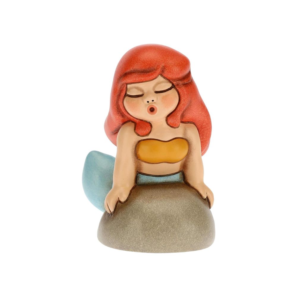 Thun - sirena magica esploratrice con capelli rossi in ceramica - 5,2 x 5,6 x 7 h cm