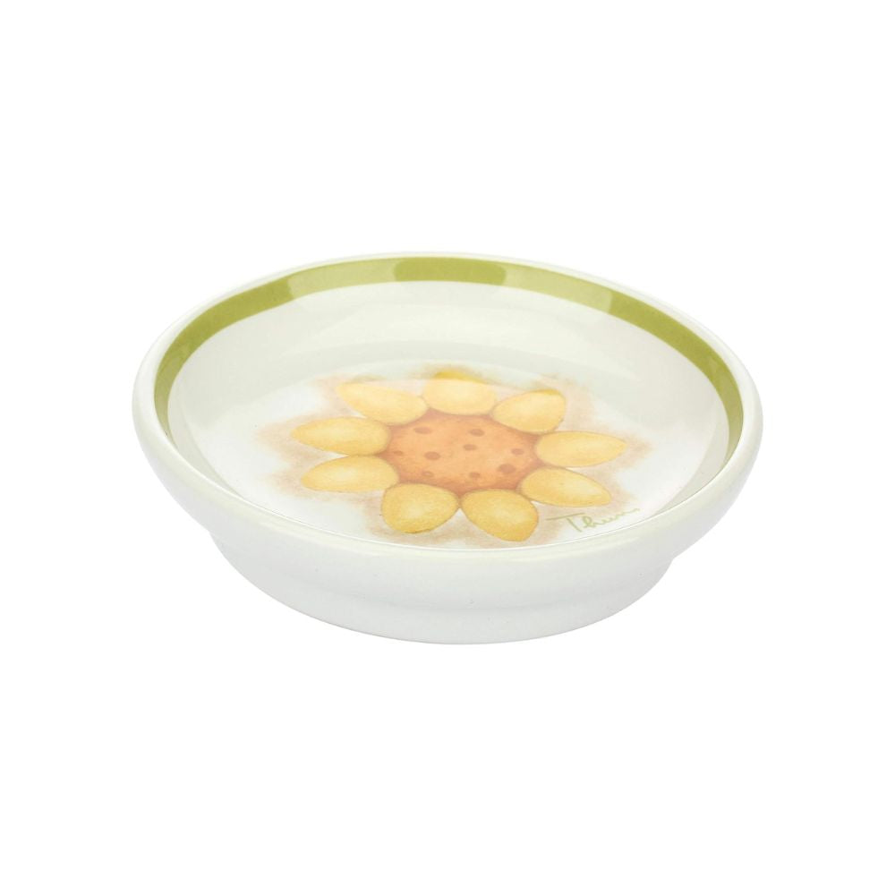 Thun - porta saponetta country con girasole in porcellana ø 12 cm, 3 cm h