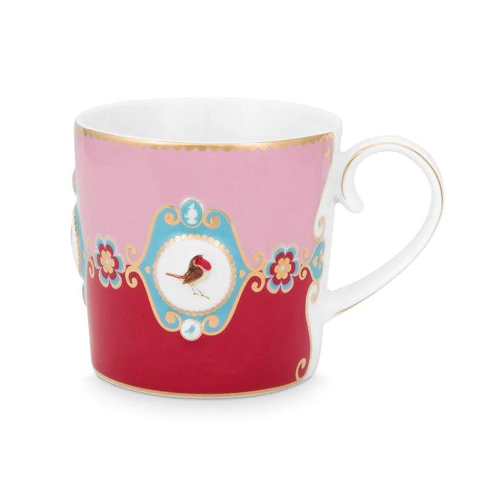 Pip Studio - Tazza Love Birds piccola in porcellana rossa/rosa 150ml