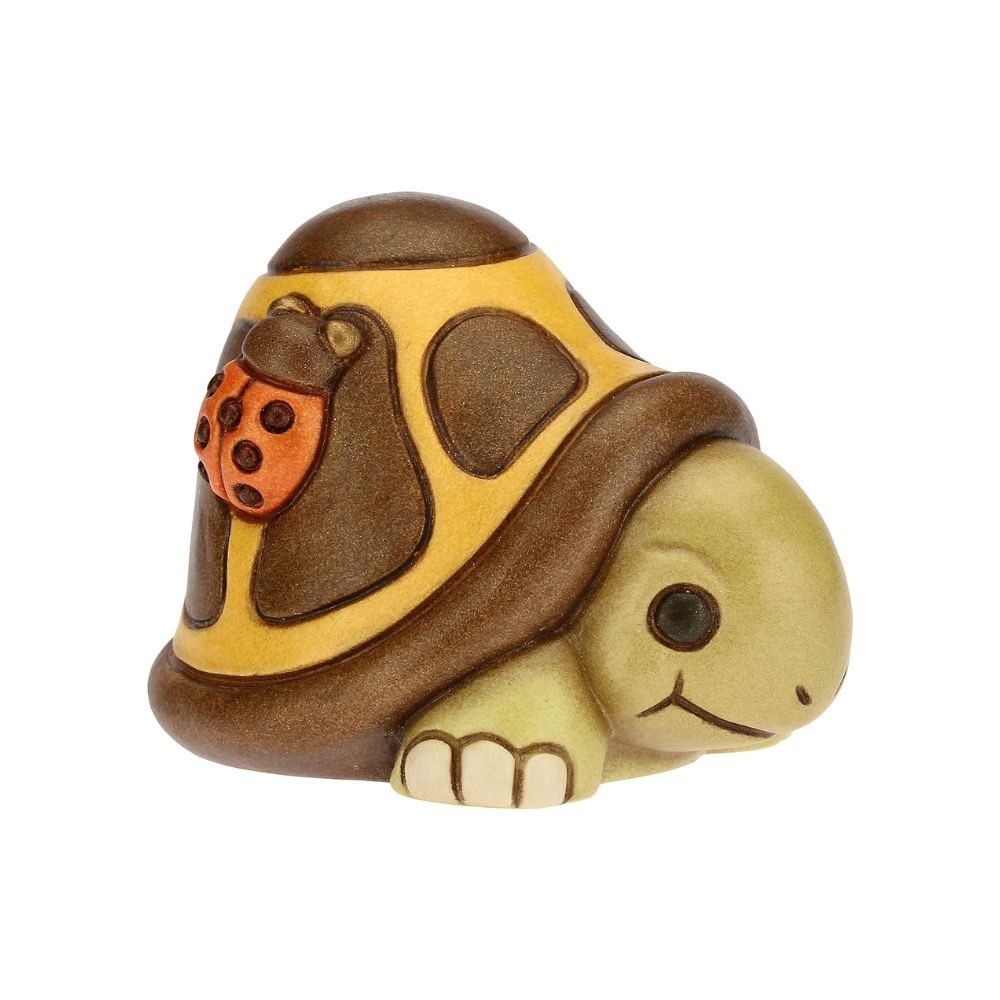 Thun - Tartaruga con Coccinella Portafortuna collezione Home Sweet Home in ceramica - 7,3 x 6,1 x 5,3 h cm