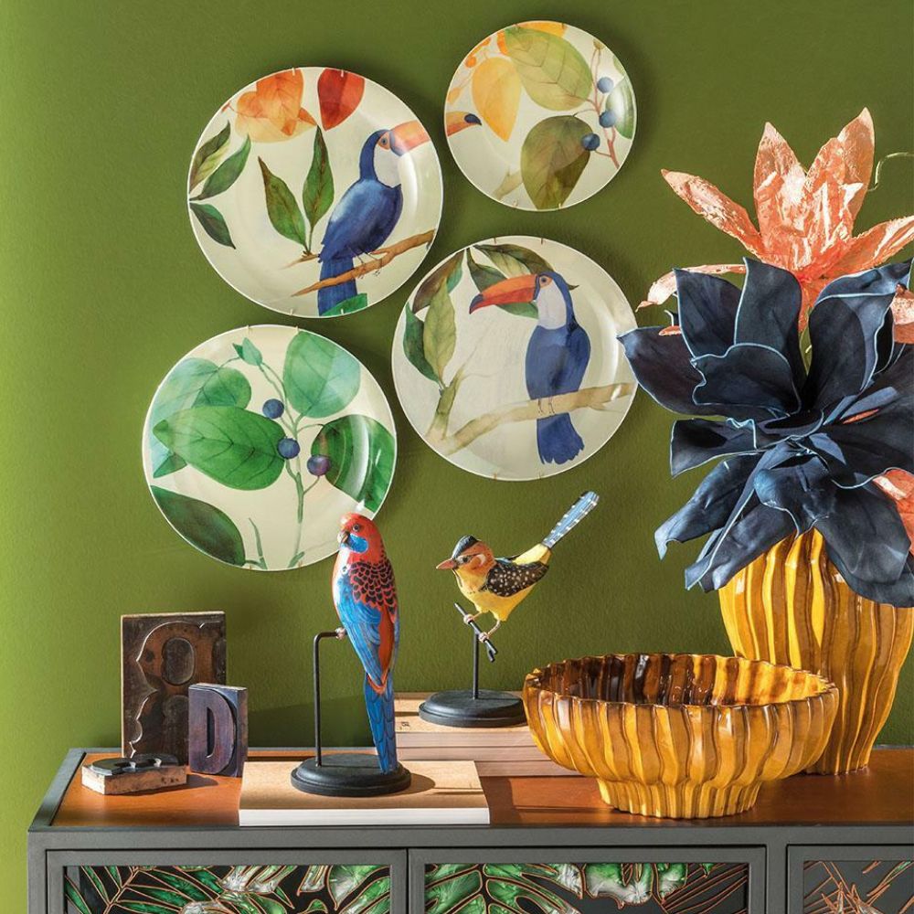 L'oca nera - piatti decorativi da parete panama in ceramica - set 4 pz