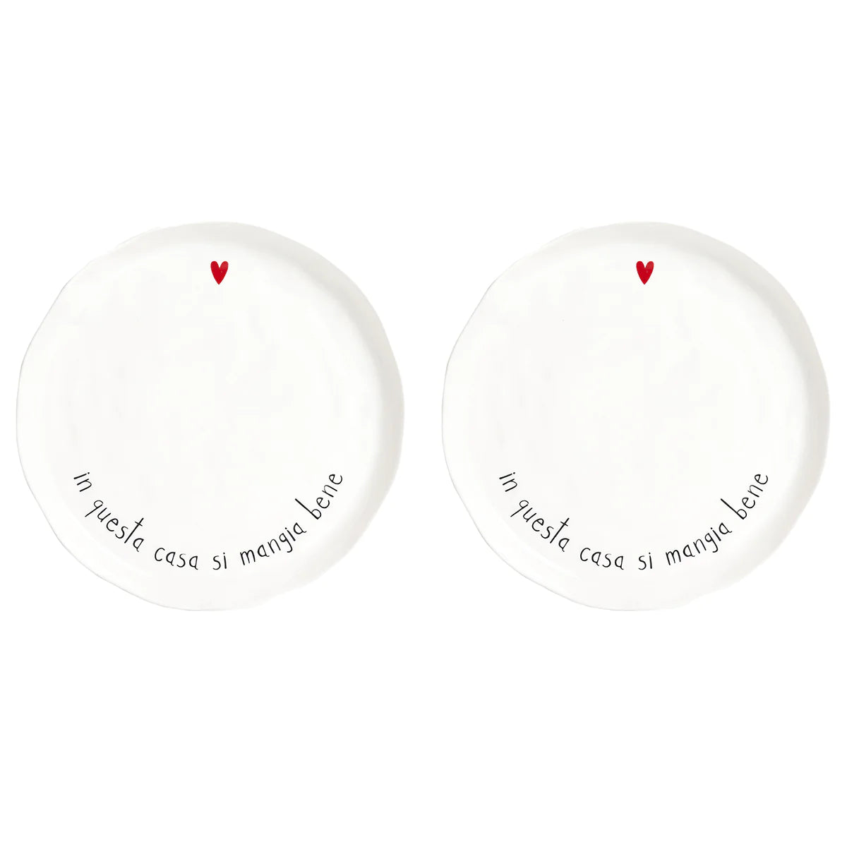 Simple day - set due piatti piani decoro In questa casa si mangia bene diam. 27 cm