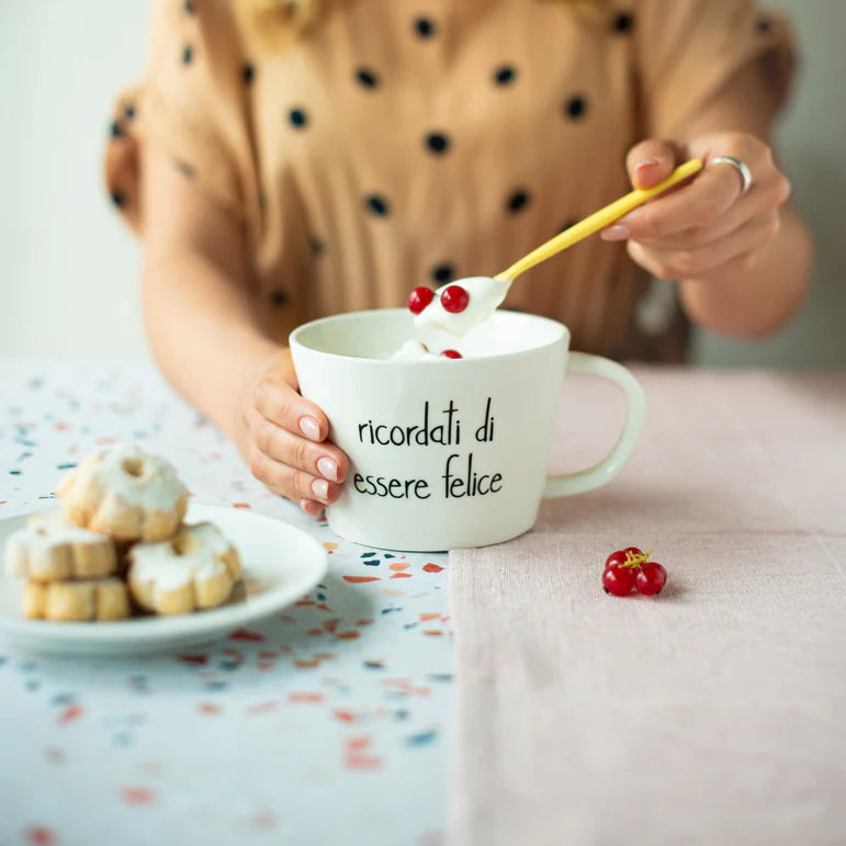 Simple day - set due tazze colazione decoro "Colazione Ricordati di essere felice" 580 ml