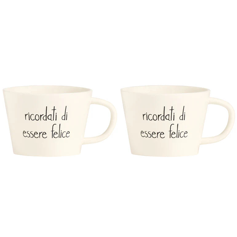 Simple day - set due tazze colazione decoro "Colazione Ricordati di essere felice" 580 ml