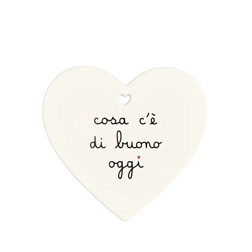 Simple day - sottopentola in grès cuore Cosa c'è di buono oggi 21x20cm