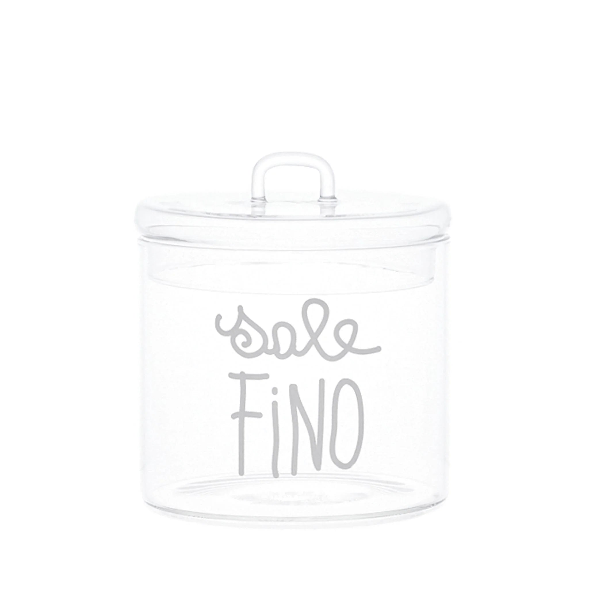 Simple day - Barattolo in vetro sale fino in corsivo bianco 12cmxH13cm