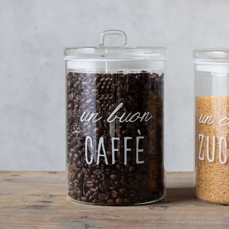 Simple day - Barattolo in vetro decoro "Un buon caffè" D12cmx20cm