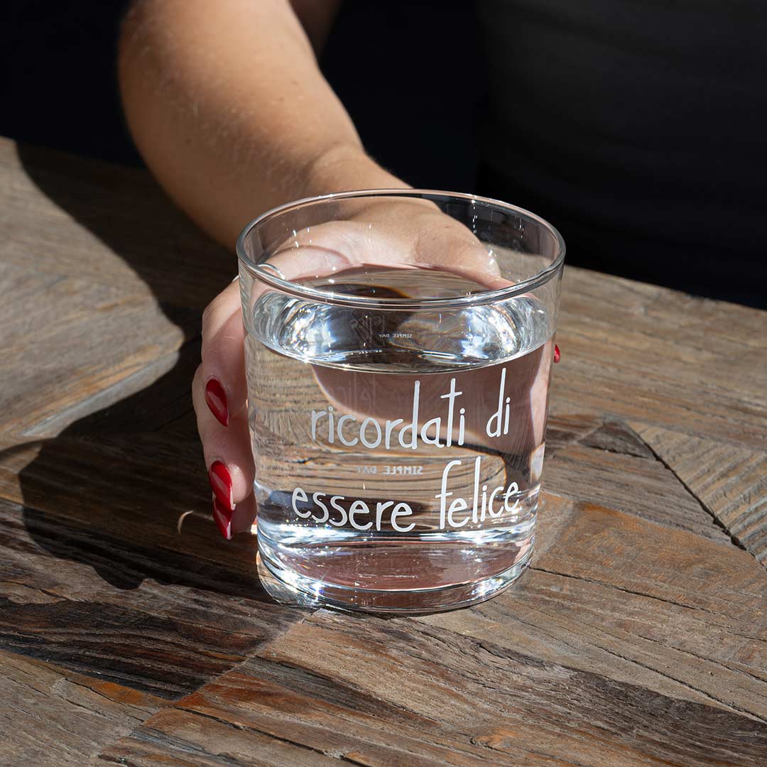 Simple day - set 6 bicchieri acqua decoro ricordati di essere felice 33,5cl
