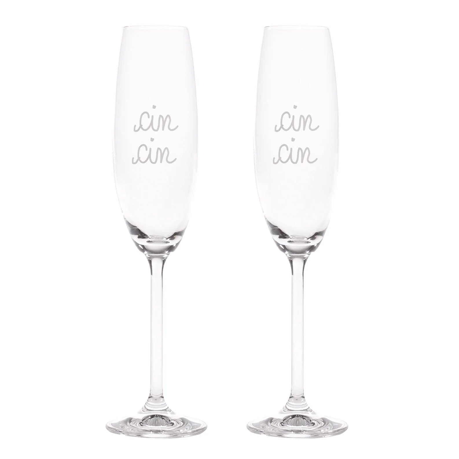 Simple day - Set 2 calici flute in vetro decoro Cin Cin 23 cl