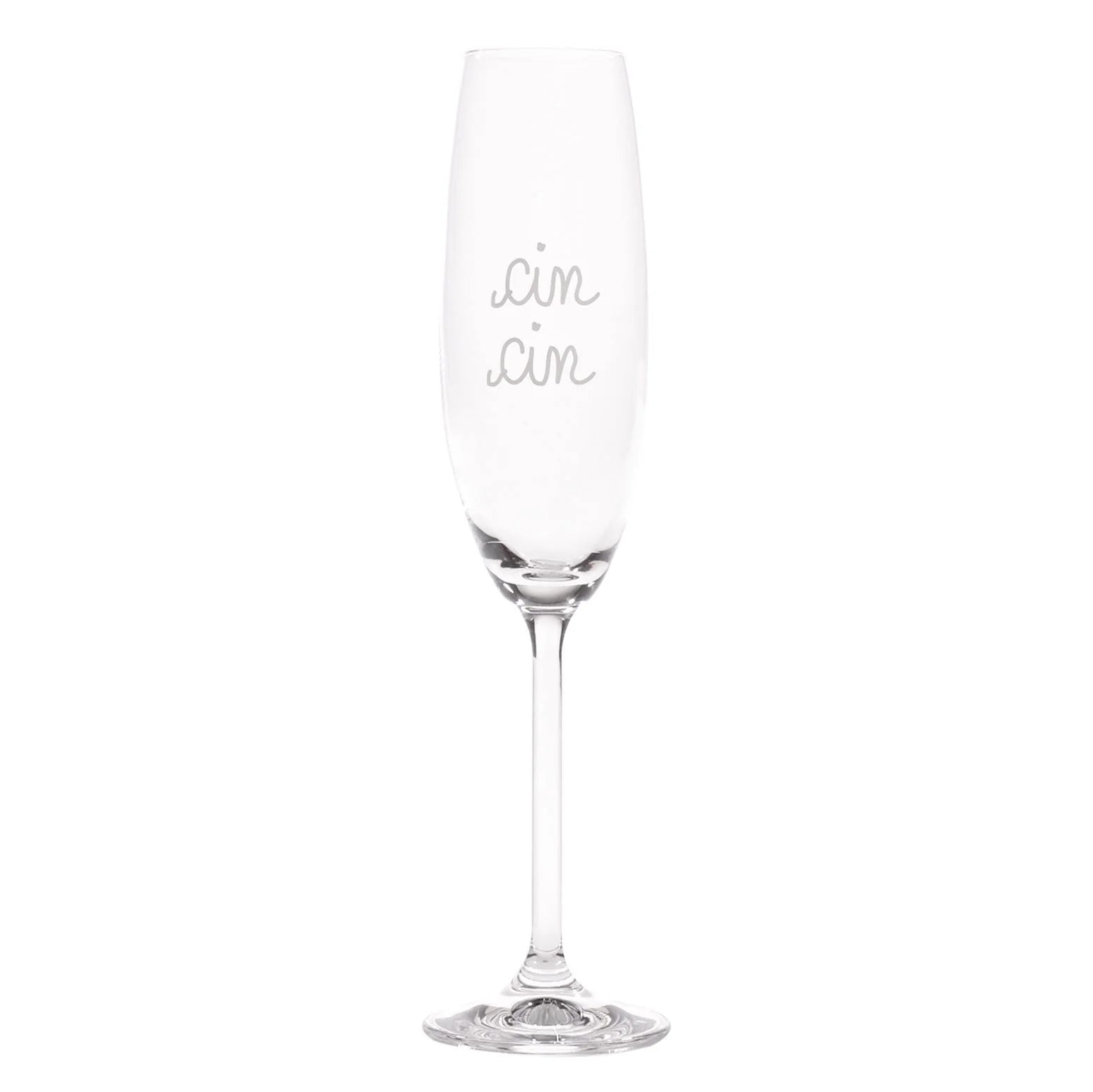 Simple day - Set 2 calici flute in vetro decoro Cin Cin 23 cl