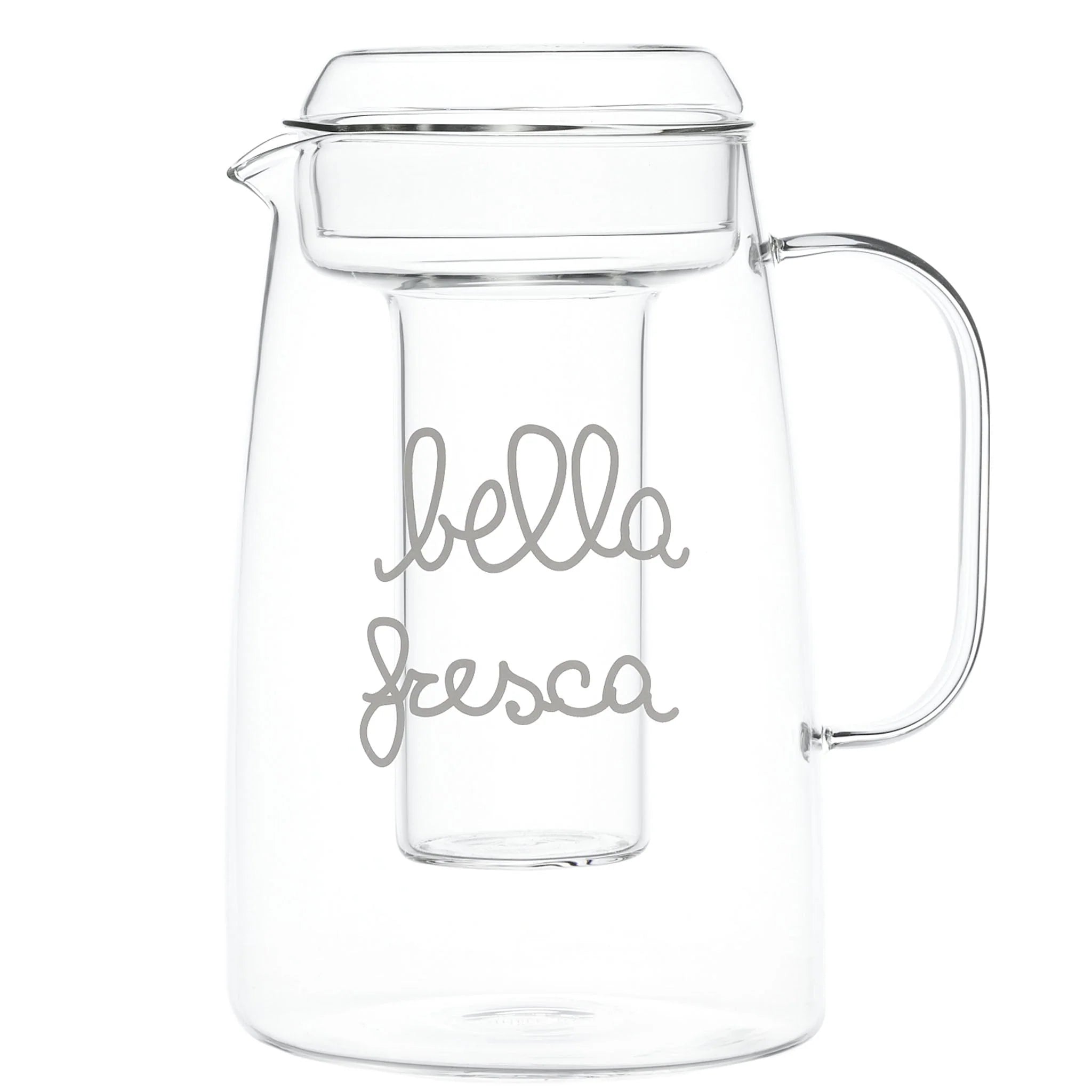 Simple day - Caraffa in vetro con portaghiaccio decoro Bella Fresca 2 L