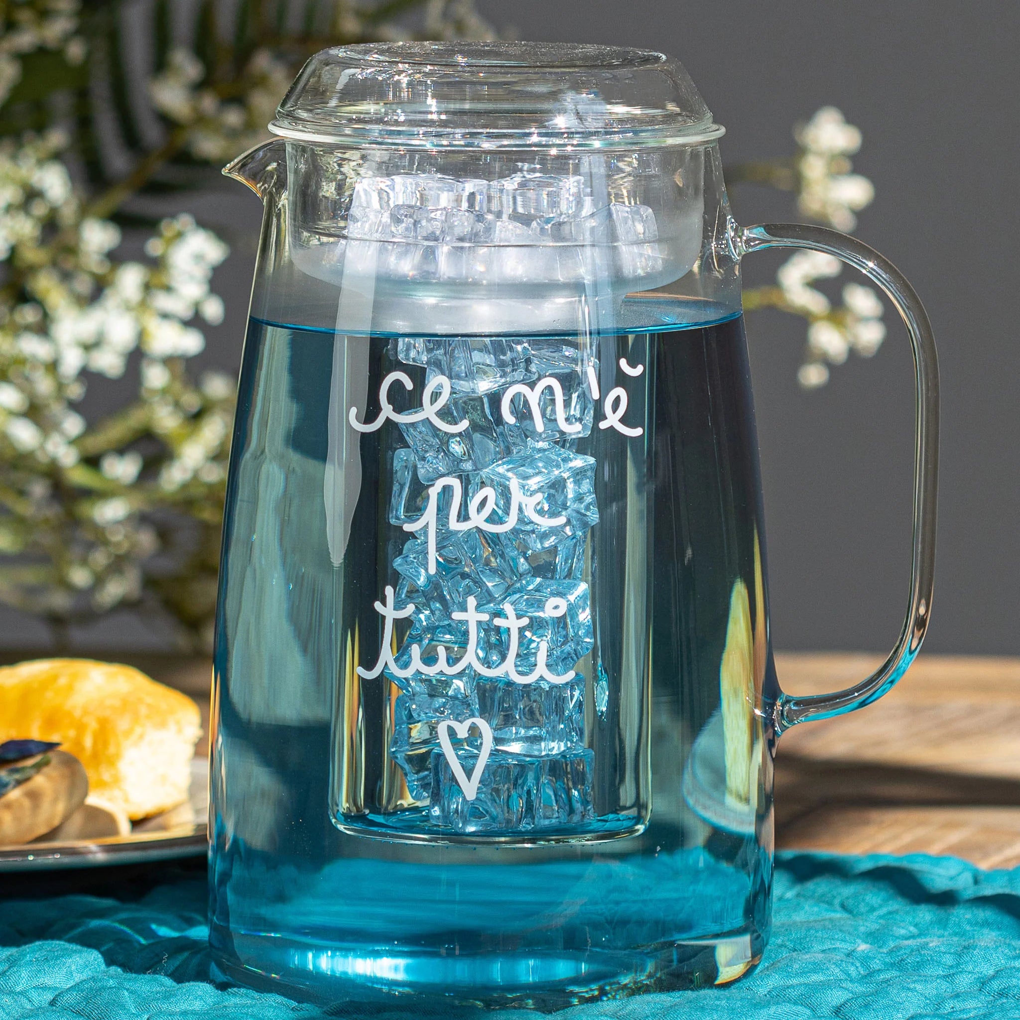 Simple day - Caraffa con portaghiaccio in vetro decoro Ce N'è Per Tutti 2 L