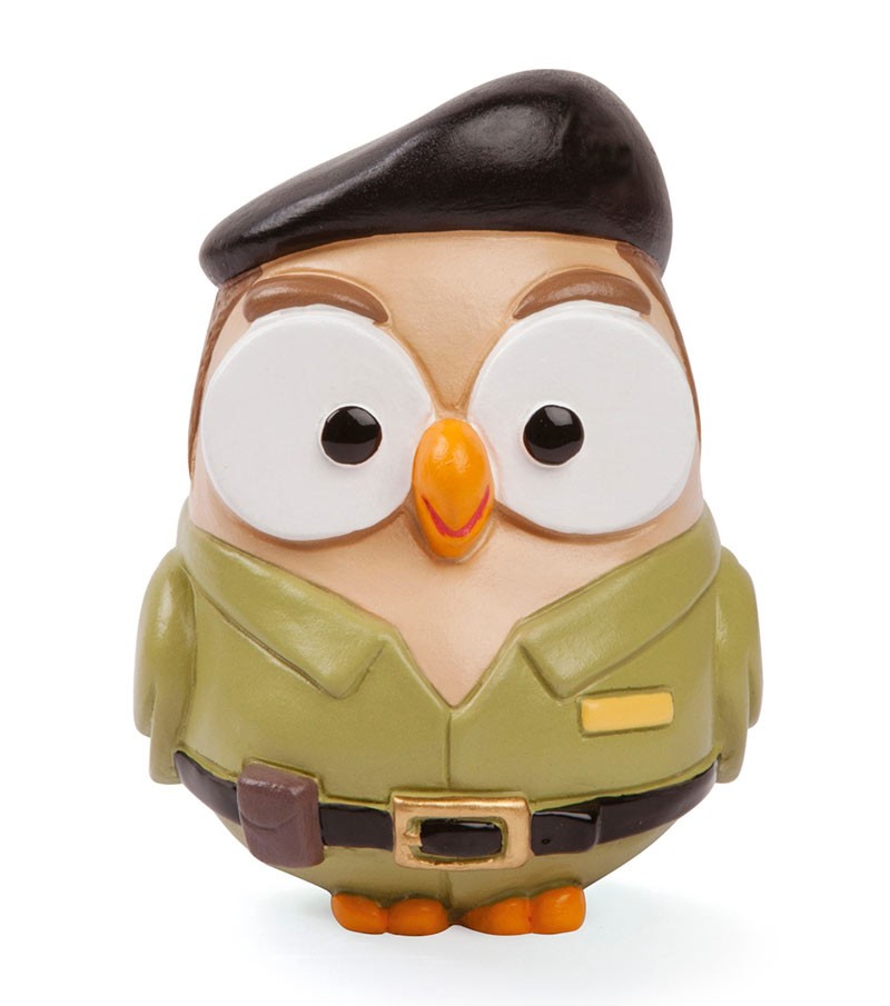 Egan - Goofi Esercito statuetta gufo in ceramica 8x10cm