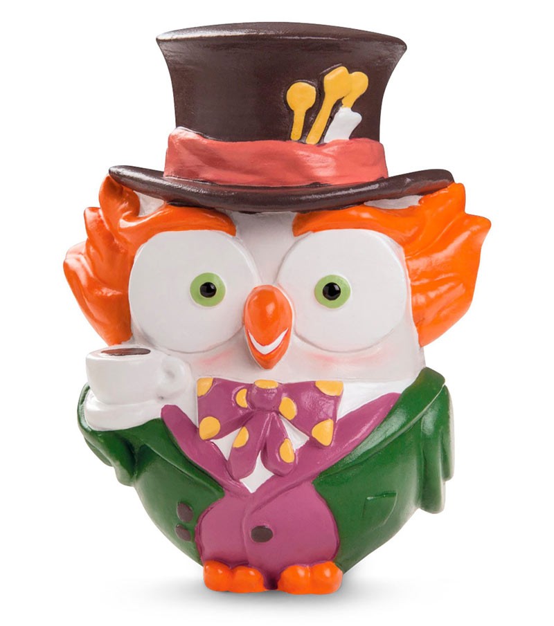 Egan - Goofi Cappellaio Matto statuetta gufo in ceramica 8x10cm