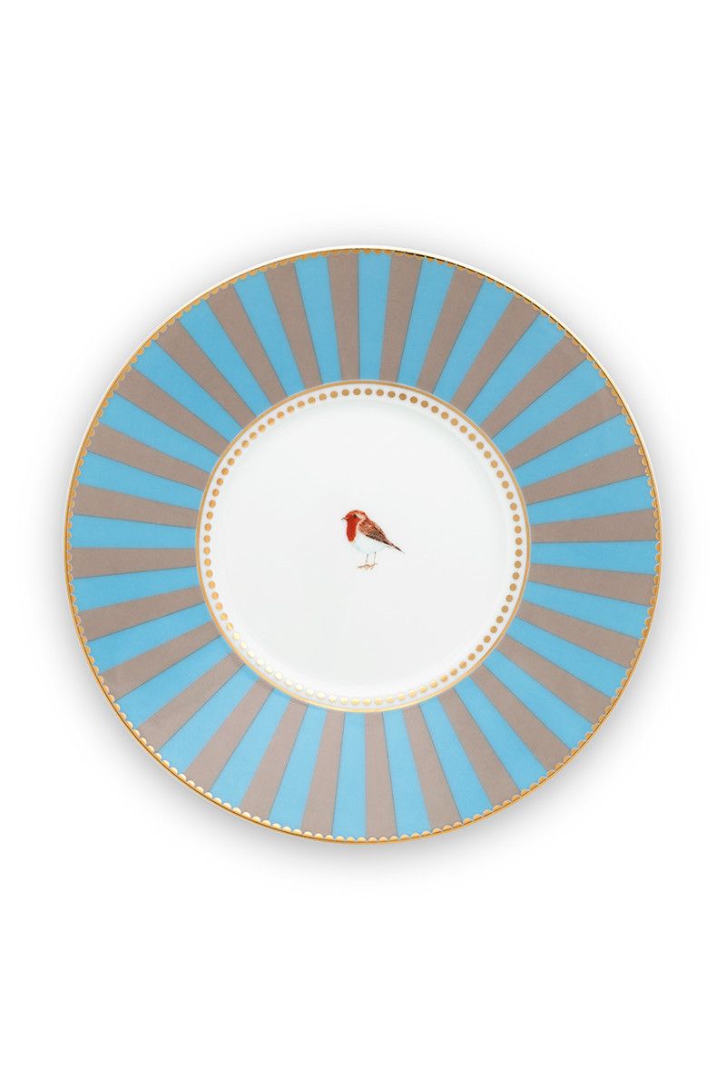 Pip Studio - tazza con piattino love birds in porcellana blu/cachi 200 ml