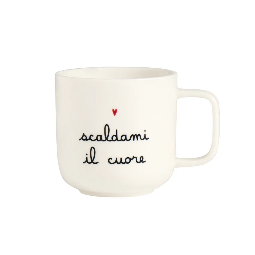Simple day - Mug bianca in gres Scaldami il cuore 400ml
