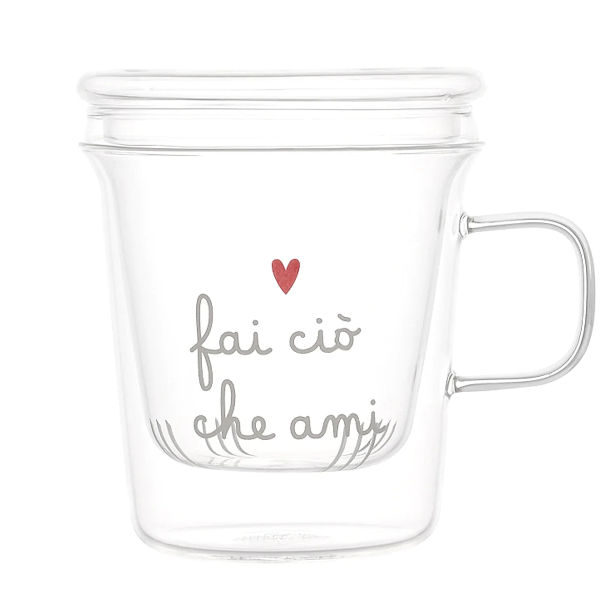 Simple day -Mug con Infusore in vetro decoro Fai ciò che ami 400 ml