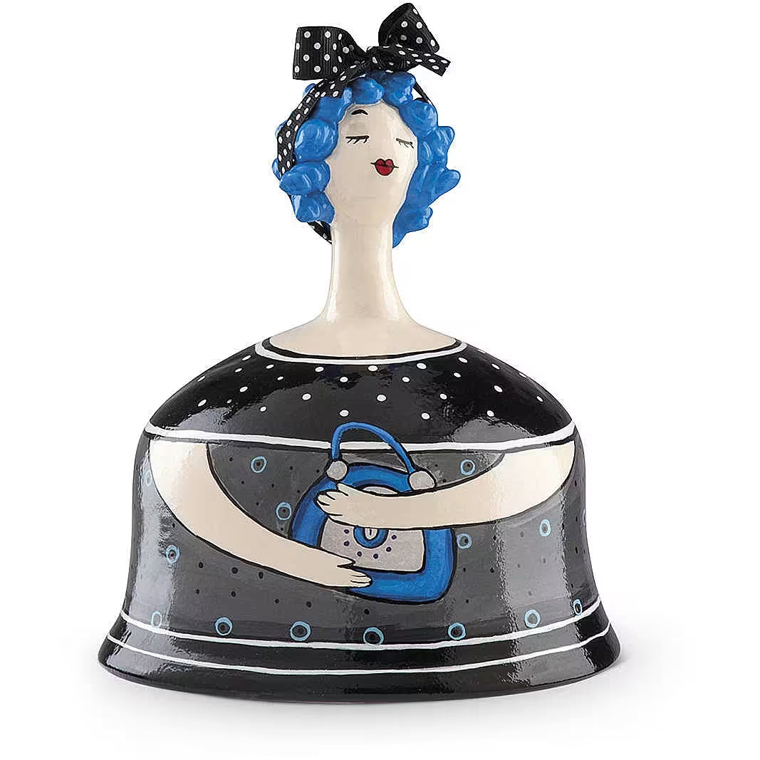 Egan - Statuina Salvadanaio in Ceramica Le Pupazze Blu 15x18cm