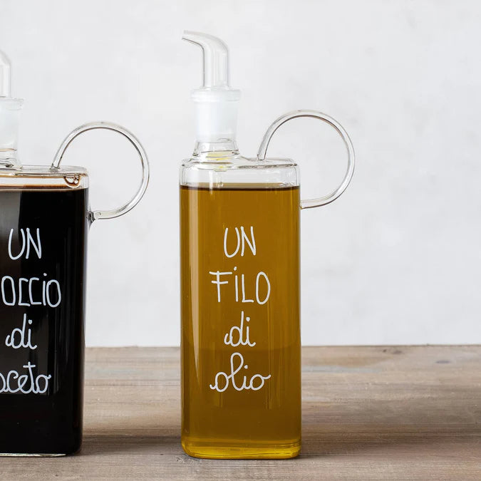 Simple day - oliera in vetro un filo di olio scritta bianca 400ml