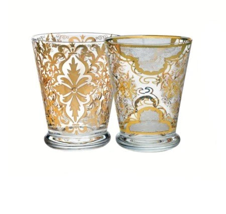 Livellara - Set 2 bicchieri acqua in vetro linea Damasco bianco 300 ml