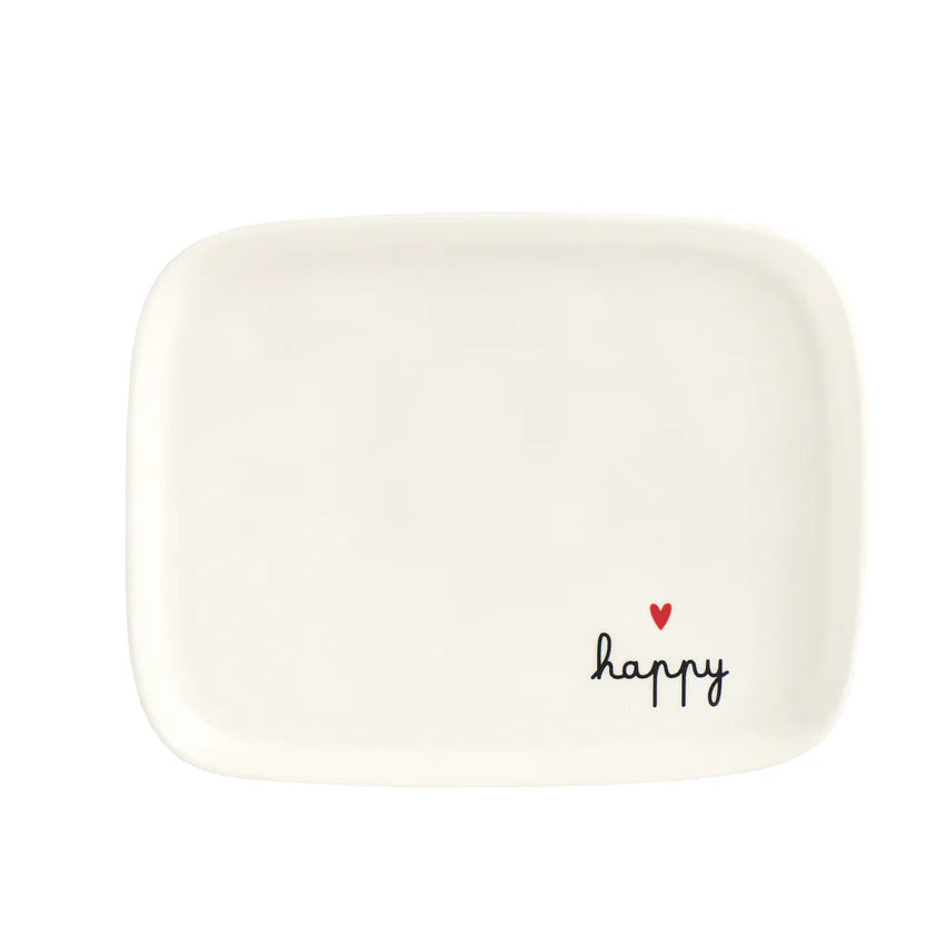 Simple day - Piatto rettangolare Happy 20x15.5 cm
