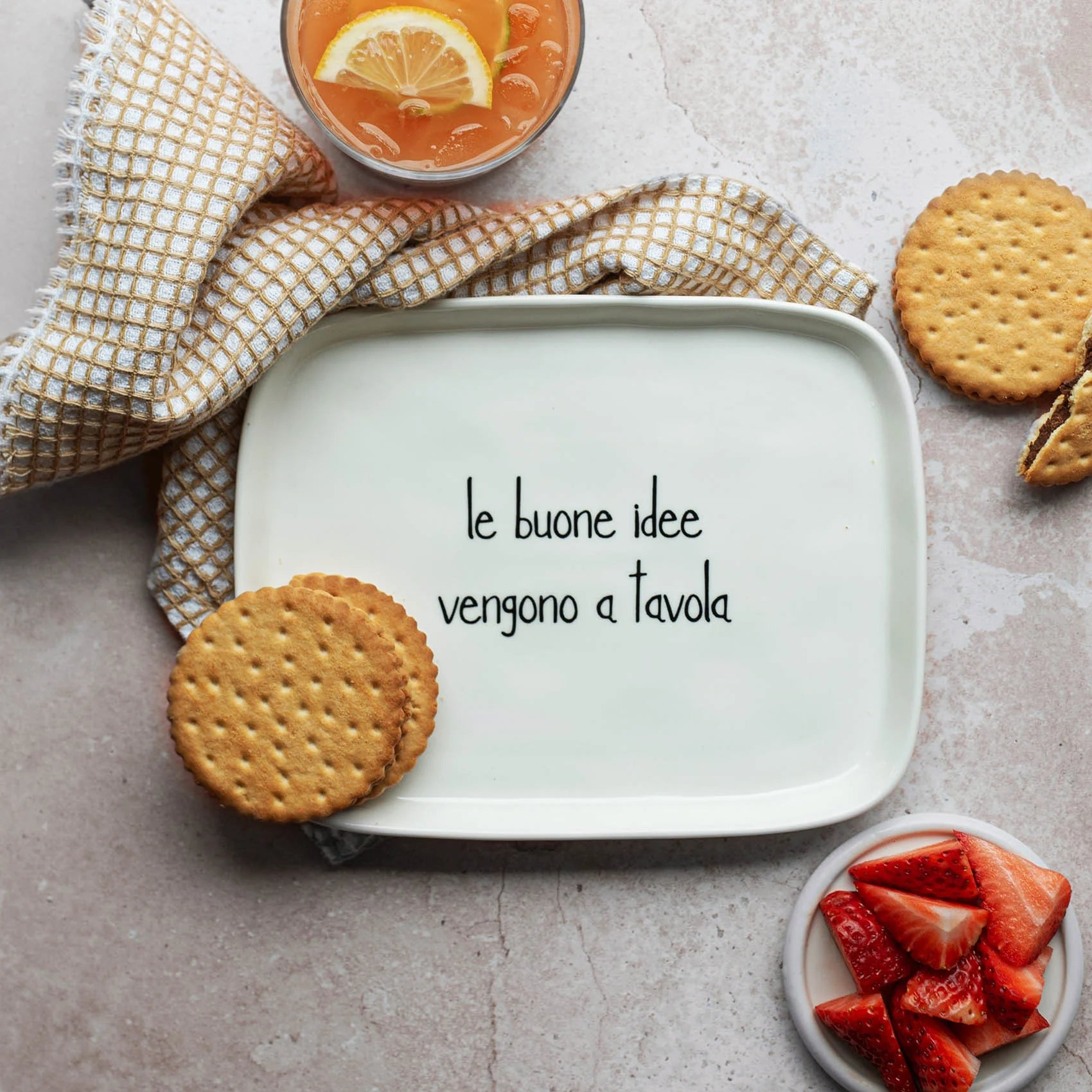 Simple day - Piatto rettangolare Le buone idee vengono a tavola 20x15.5cm