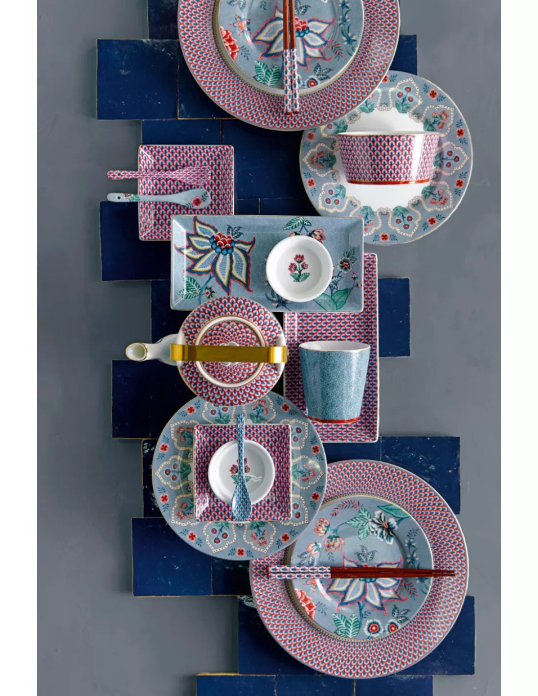 Pip Studio - Oriental Flower Festival Giftset 4 Tazze senza manico Blu 230 ml