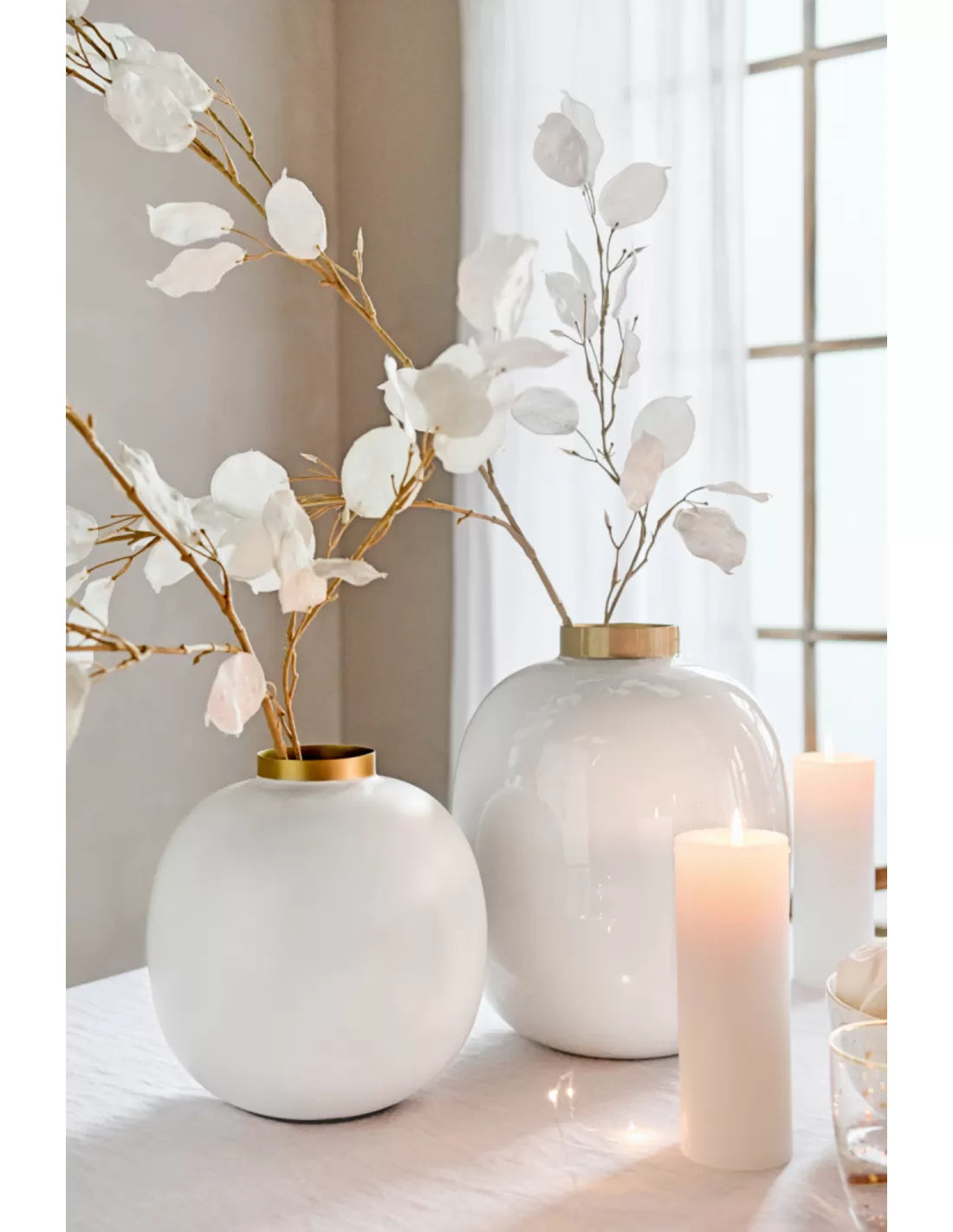 Pip Studio - vaso bianco e oro in metallo 23 cm