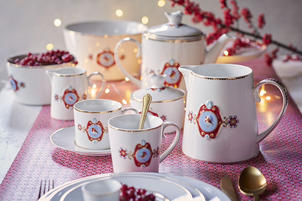 Pip Studio - Tazza con piattino Love Birds in porcellana Bianco 200 ml