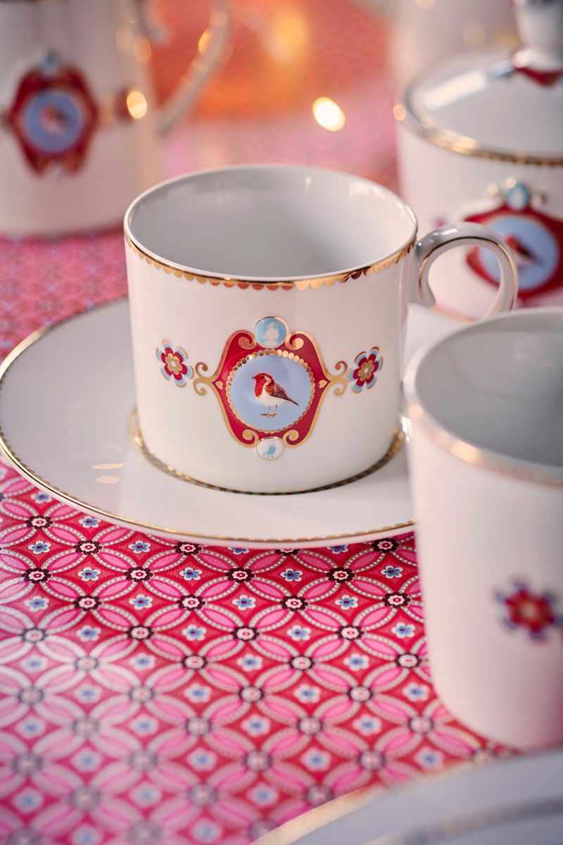 Pip Studio - Tazza con piattino Love Birds in porcellana Bianco 200 ml
