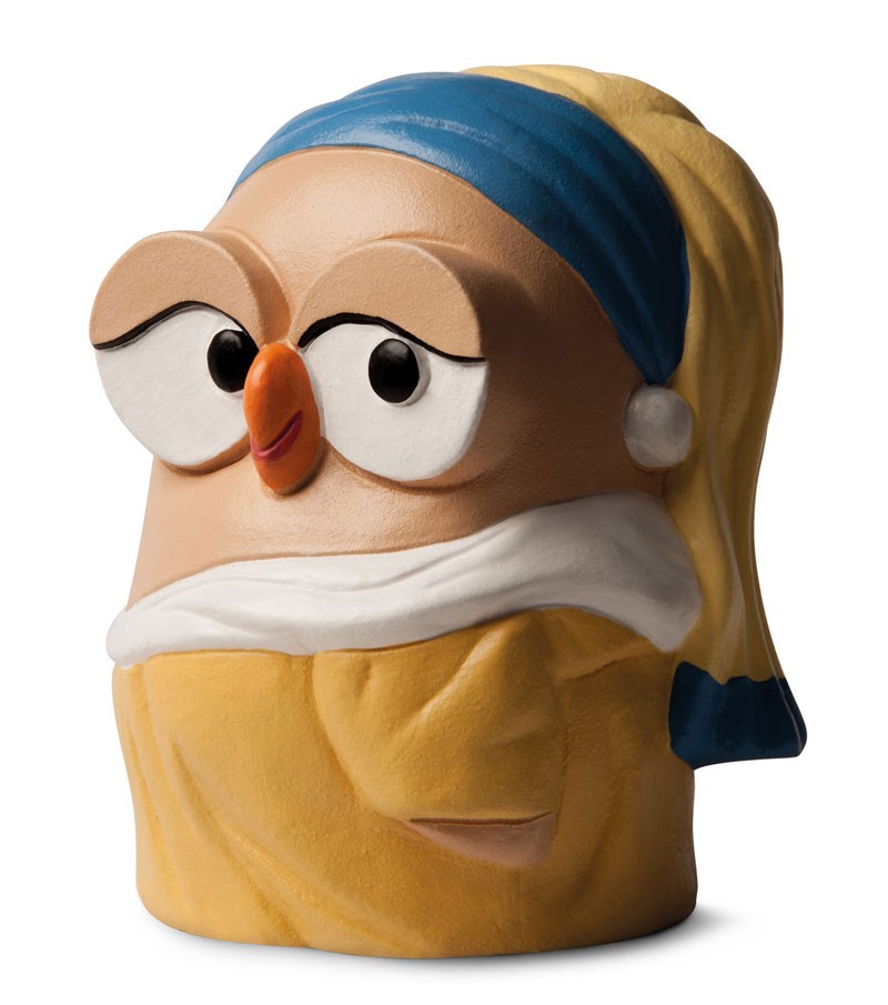 Egan - Goofi La Ragazza con Orecchino di Perla statuetta gufo in ceramica 8x10cm