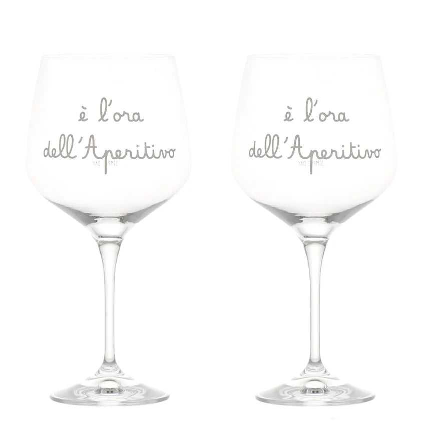 Simple day - Set 2 calici in vetro cocktail E' l'ora dell'aperitivo 82cl