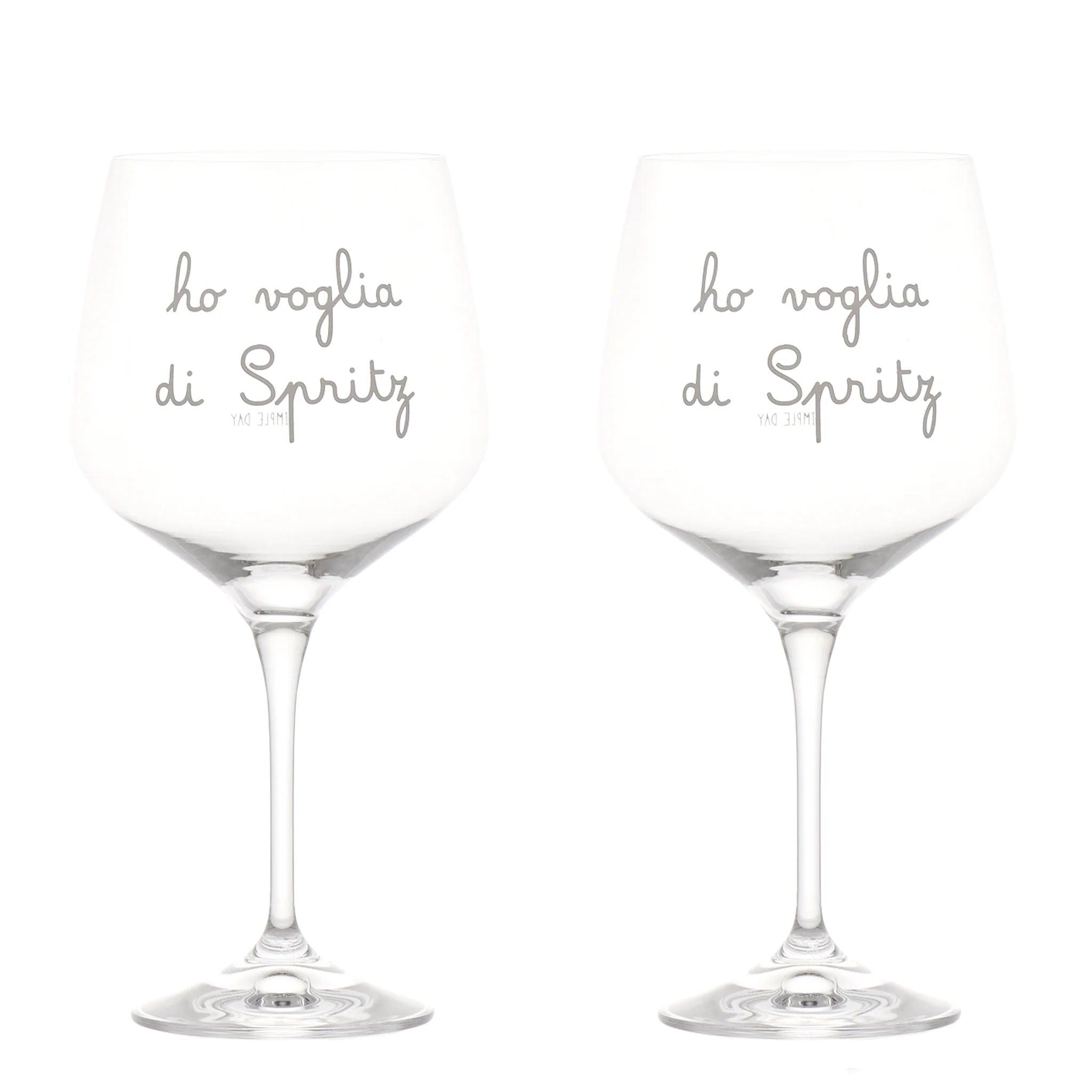 Simple day - Set 2 calici in vetro decoro Ho voglia di spritz 82cl