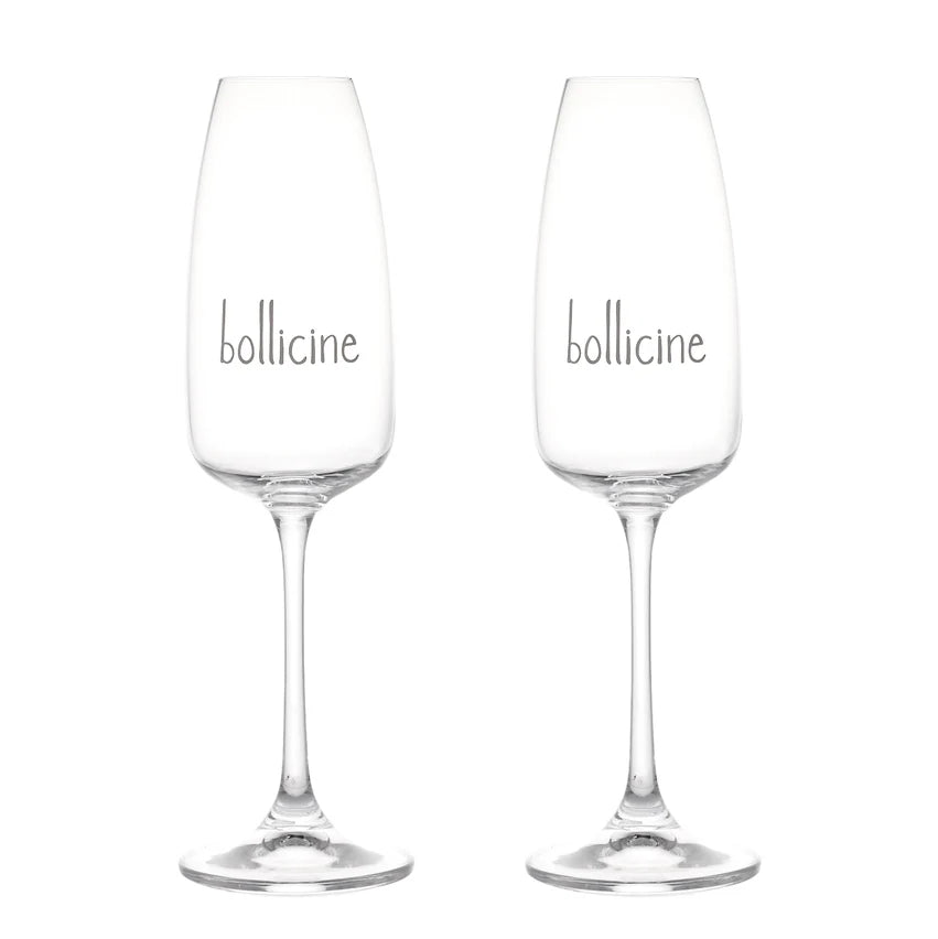 Simple day - Set 2 calici in vetro flute decoro Bollicine 29cl