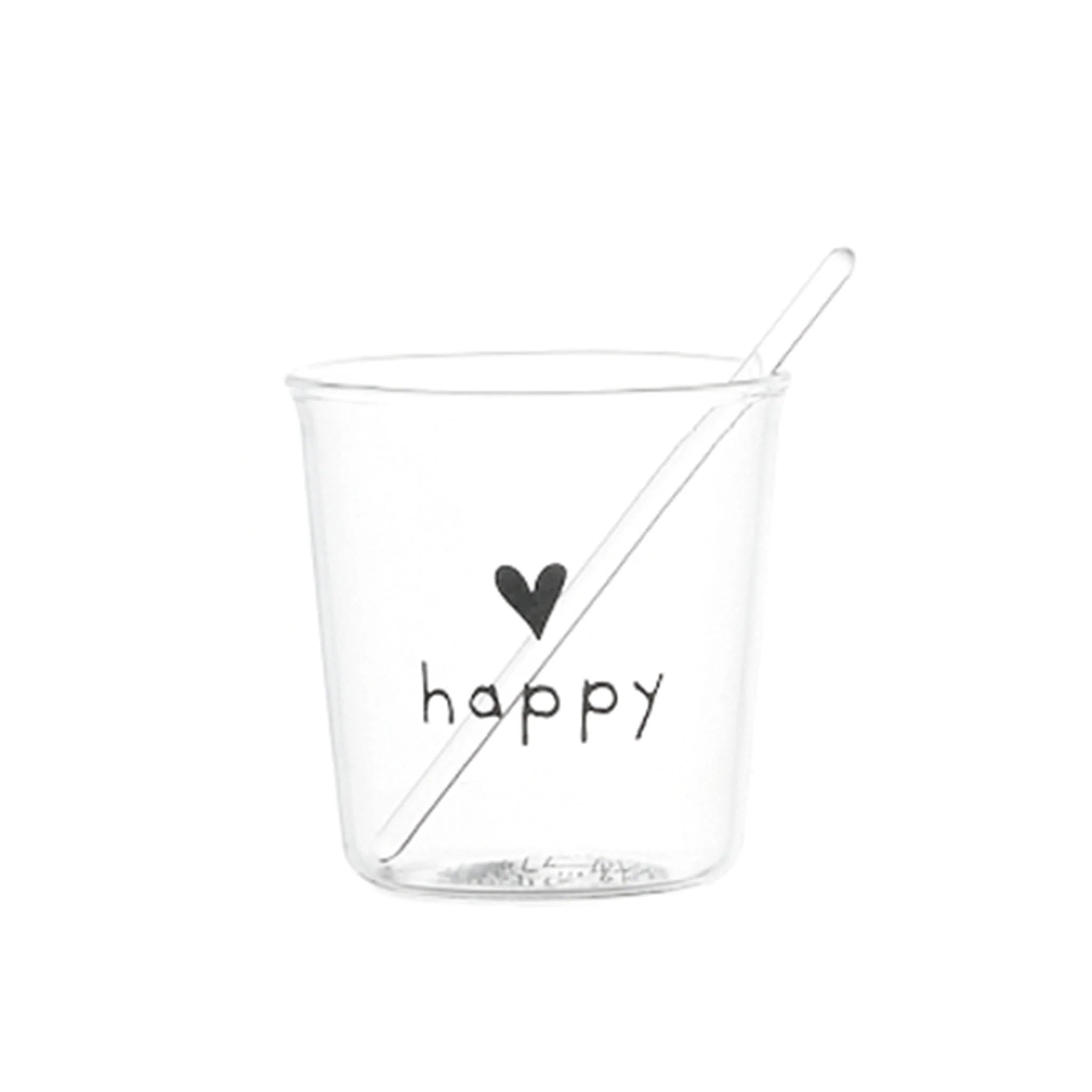 Simple day - set 4 bicchierini Happy scritta nera in vetro