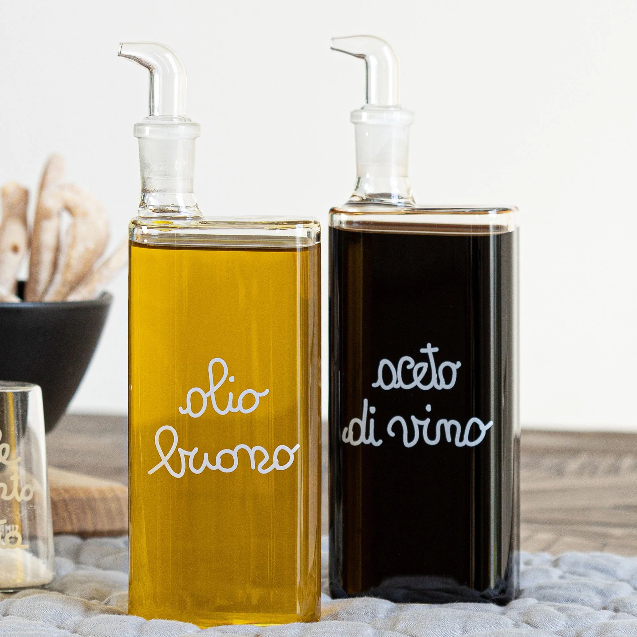 Simple day - Set 2 Bottiglie in vetro decoro Olio Buono - Aceto di Vino 2x400ml