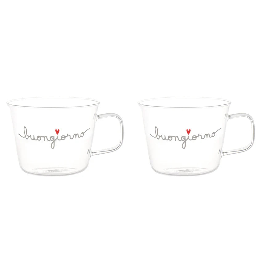 Simple day - set due tazze colazione Buongiorno Cuore Rosso 480ml