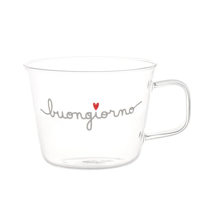 Simple day - set due tazze colazione Buongiorno Cuore Rosso 480ml