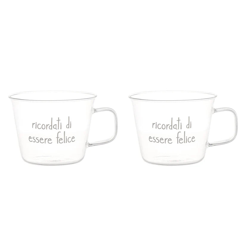 Simple day - set due tazze colazione Ricordati di essere felice 10,5cm x h8cm 480ml