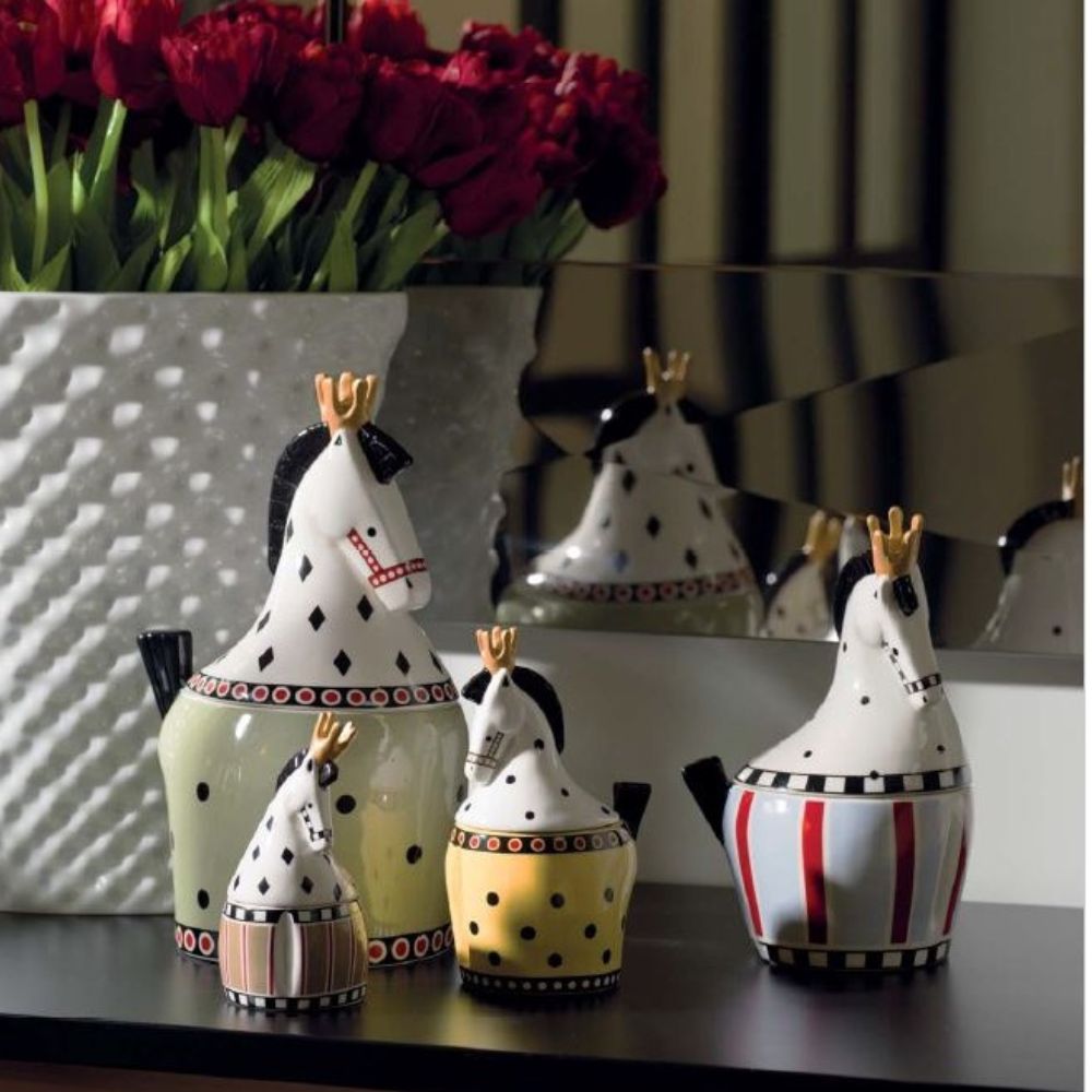 Egan - contenitore cavallo in ceramica I Girgenti Giallo 10X18