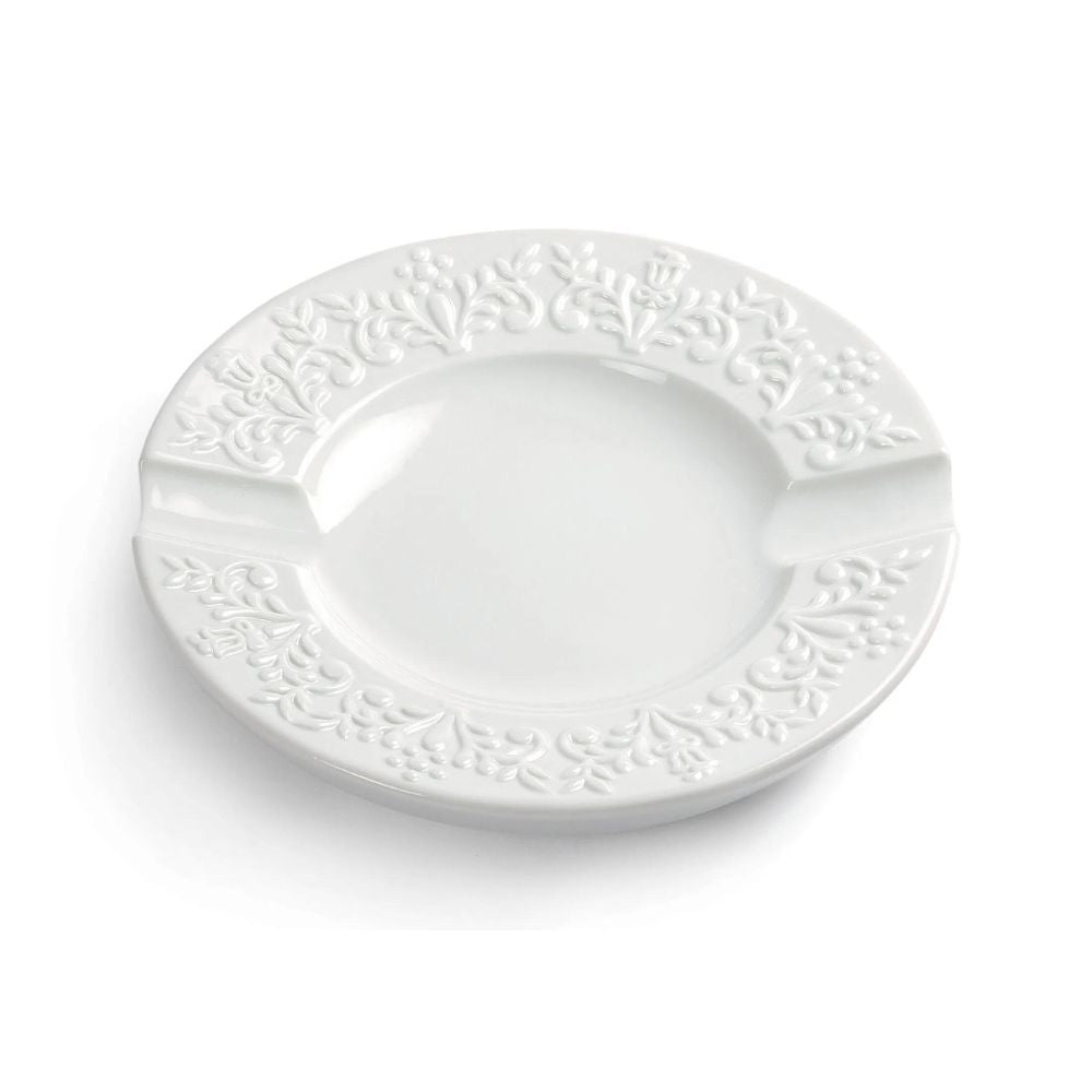Lladrò - posacenere logos in porcellana bianca tema floreale 18cm
