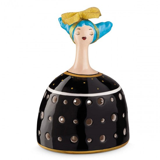 Egan - Statuina Lampada in Ceramica Le Pupazze Nera 13x18cm