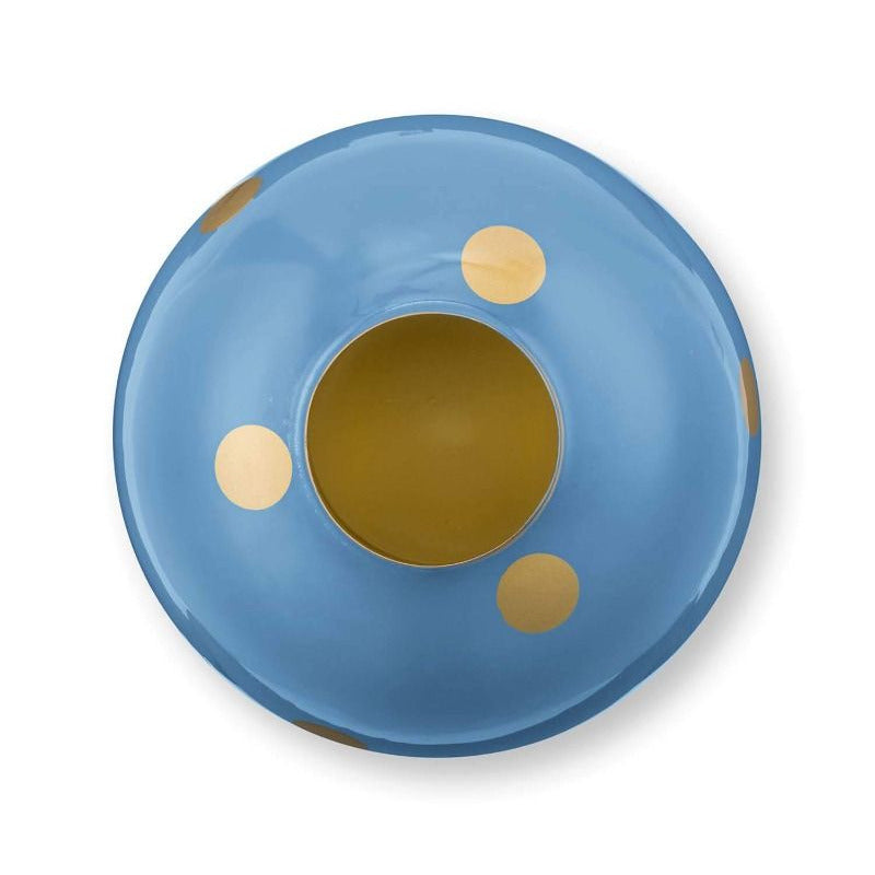 Pip Studio - Vaso in metallo a pois azzurro e oro 32 cm