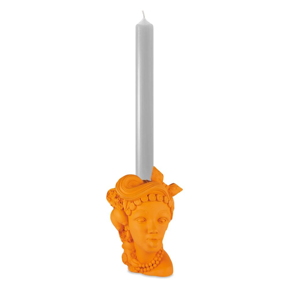 Baci Milano - Portacandela con candela in poliresina Sagrada Familia L'irriverente ocra 12cm