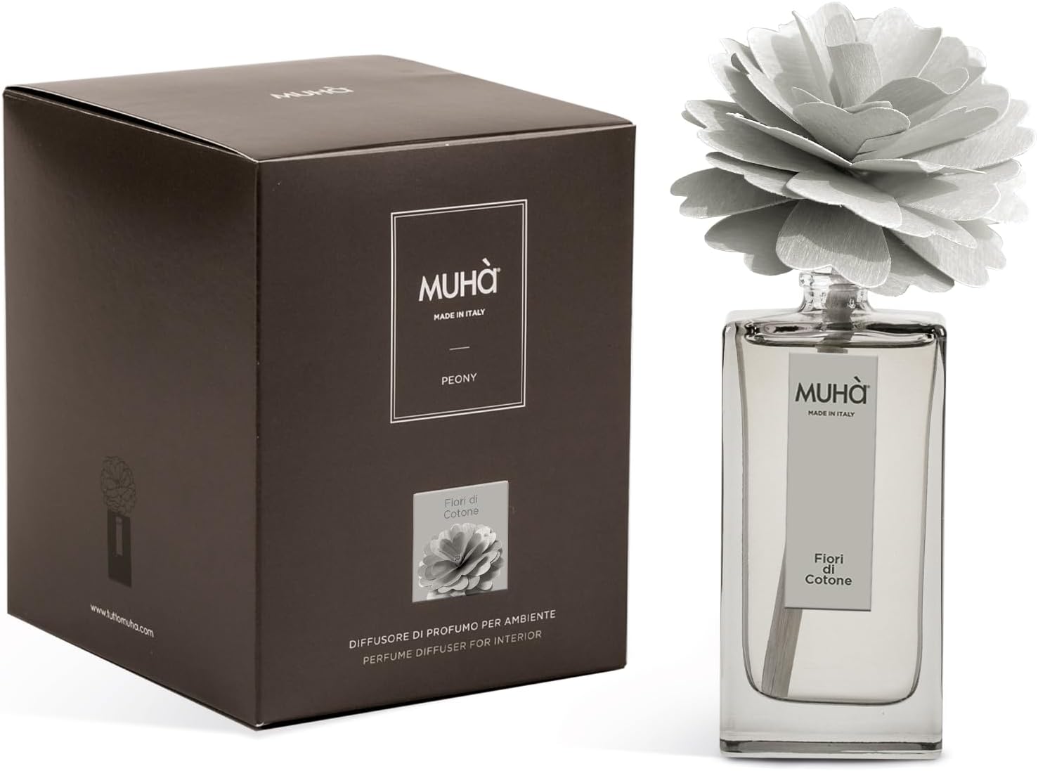 Muhà - profumatore d'ambiente peonia diffuser - fiori di cotone 50ml